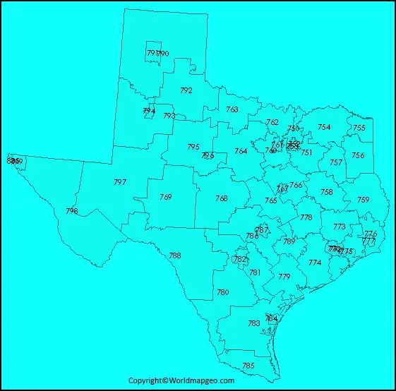 Texas Zip Code Map Texas Map By Zip Codes Printable Pdf 6197