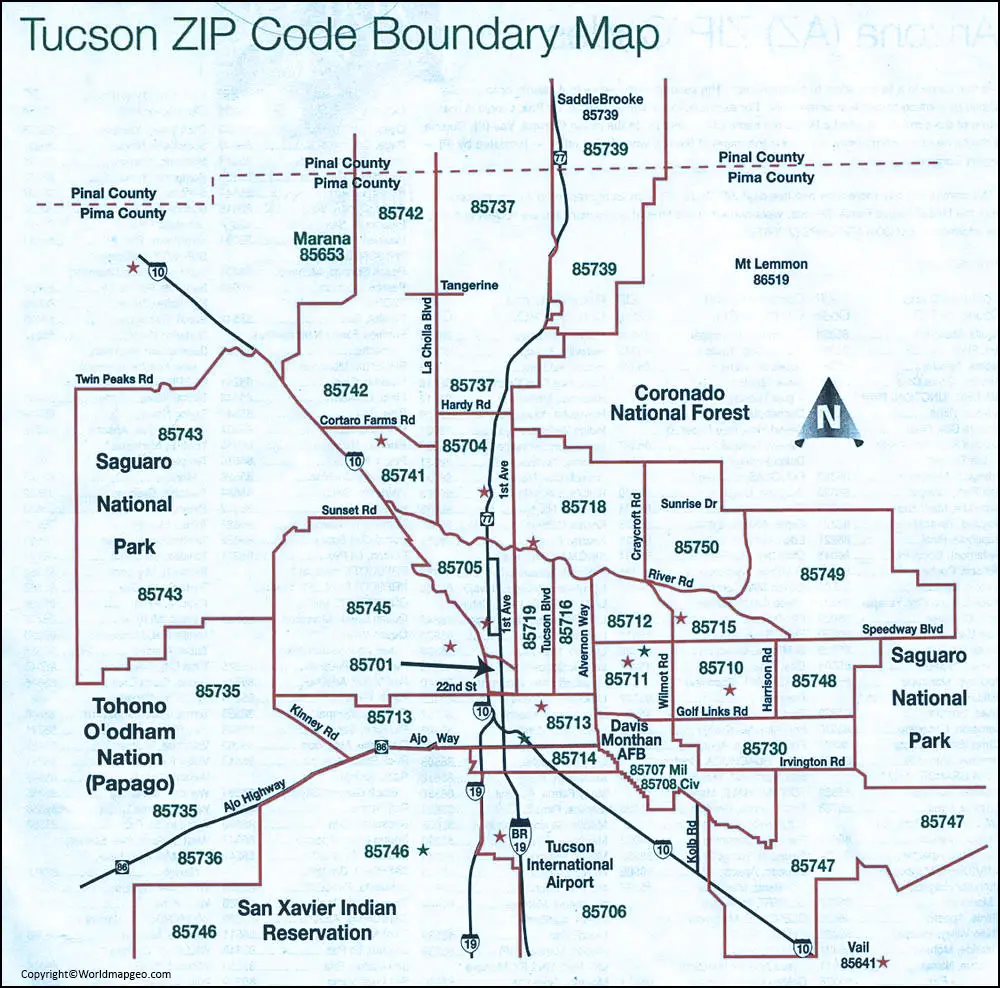 Tucson Zip Code Map AZ Tucson Map By Zip Codes Printable   Tucson Zip Code Maps 