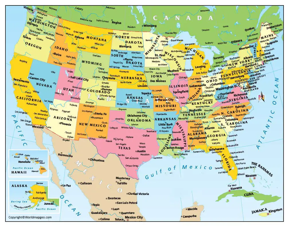 US Political Map | Printable Political Map of US (PDF)