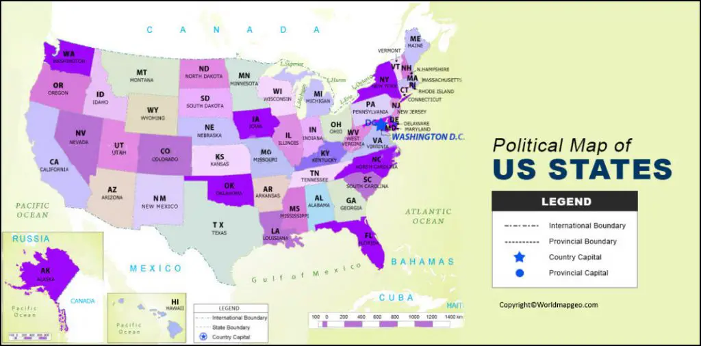 Current Political Map of the United States