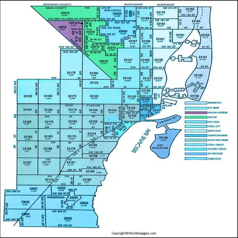 Miami Zip Code Map Miami by Zip Code Map in Detail