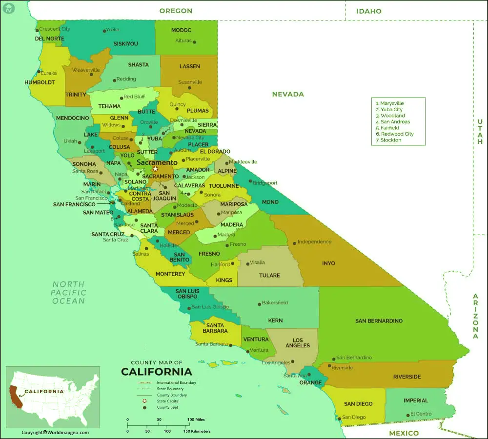 california map with cities and zip codes