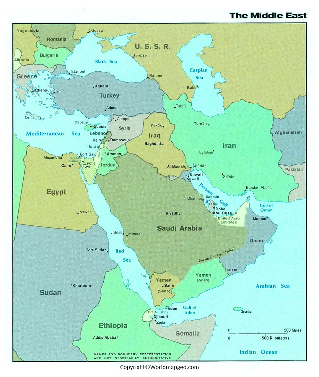 printable middle east political map