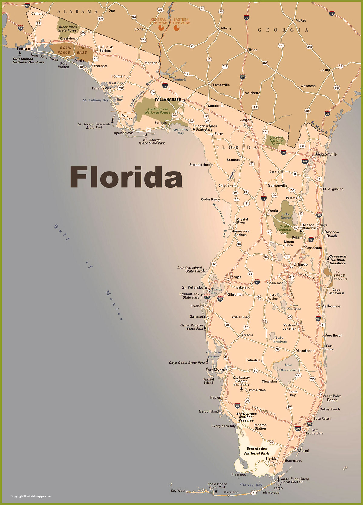 florida Zip Code Map with cities