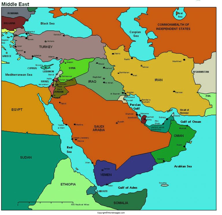 Middle East Political Map Middle East Countries Political 9977