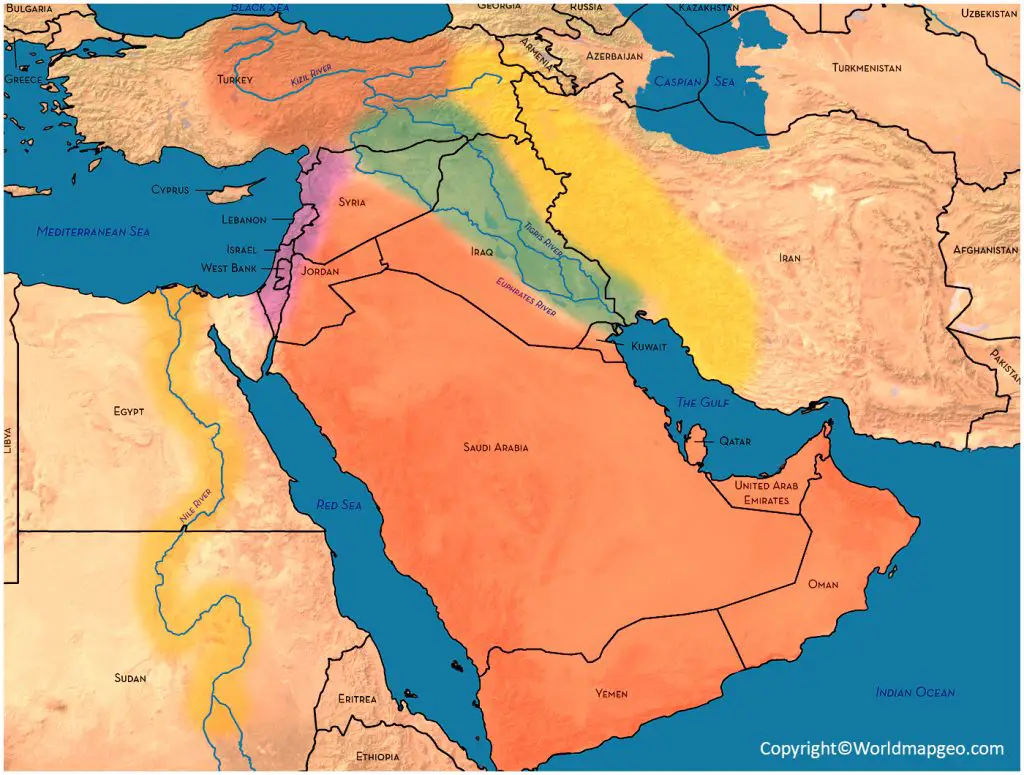 Middle East Political Map Middle East Countries Political 9919