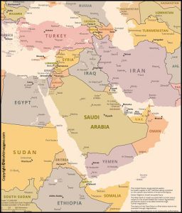 current political map of the middle east