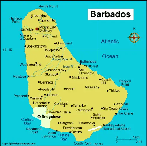 Labeled Barbados Map