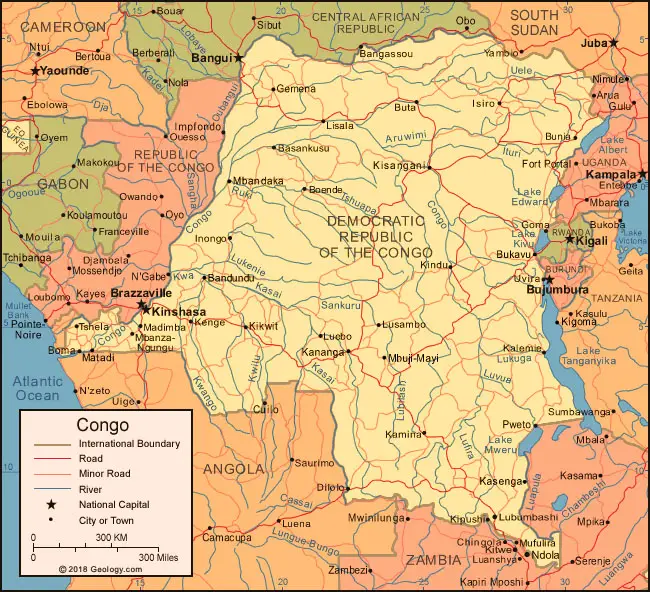 Labeled Congo-Brazzaville Map