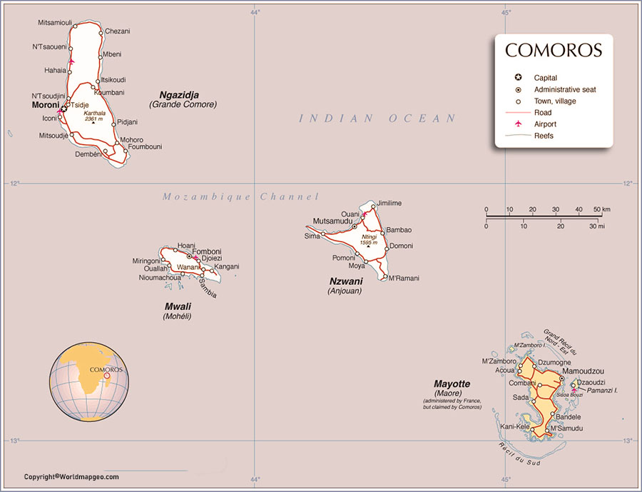  Labeled Comoros Map