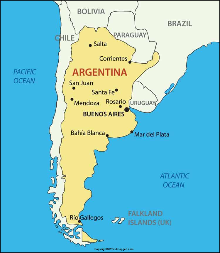 Labeled Argentina Map