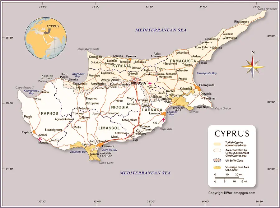 Labeled Cyprus Map