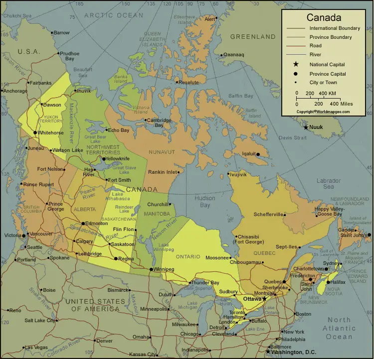  Labeled Canada Map