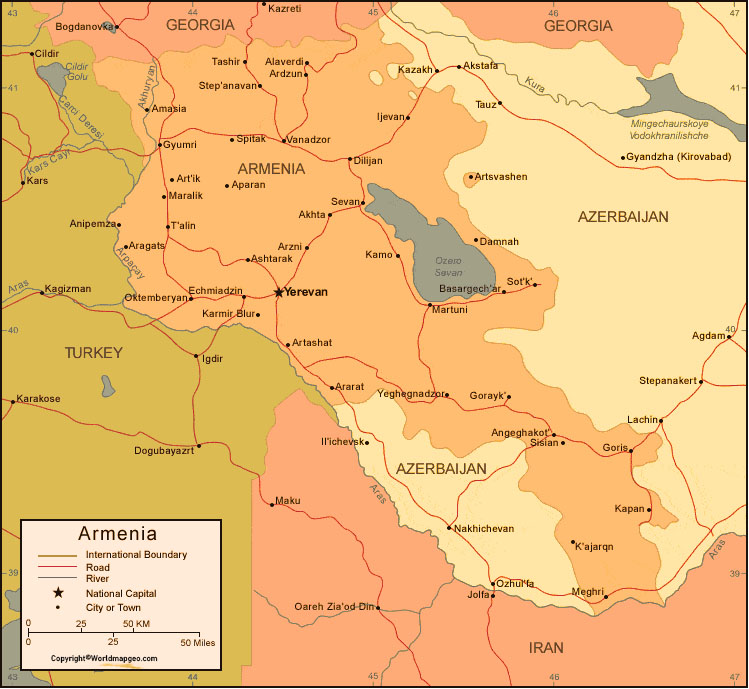 Labeled Armenia Map