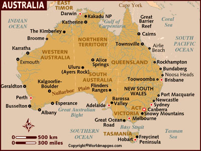 Labeled Australia Map