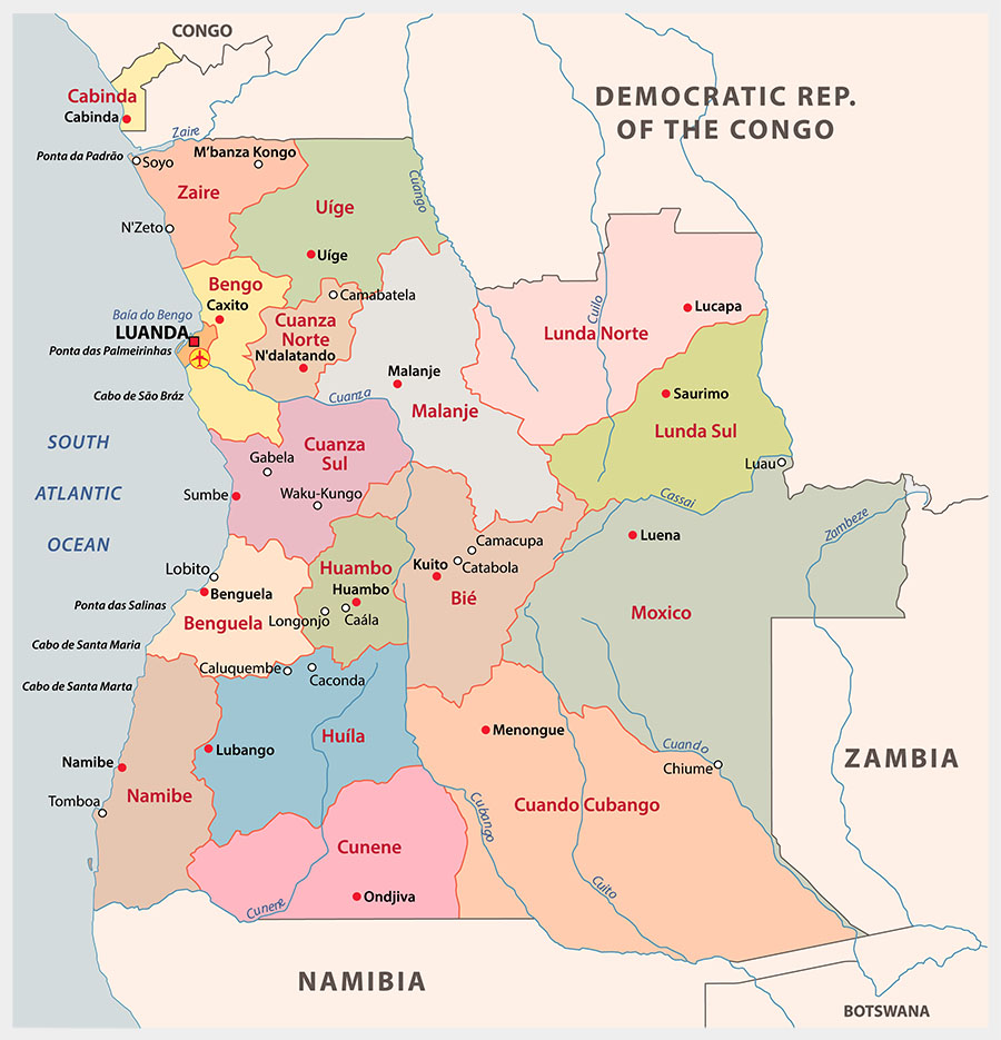 Labeled Angola Map