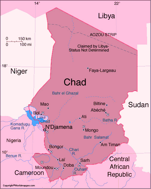 Chad Labeled Map With Capital