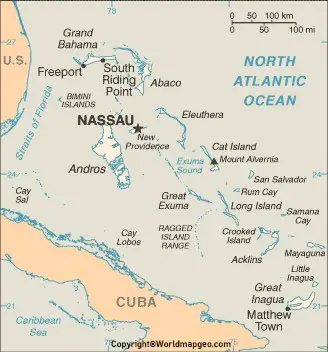 Bahamas Labeled Map With Capital