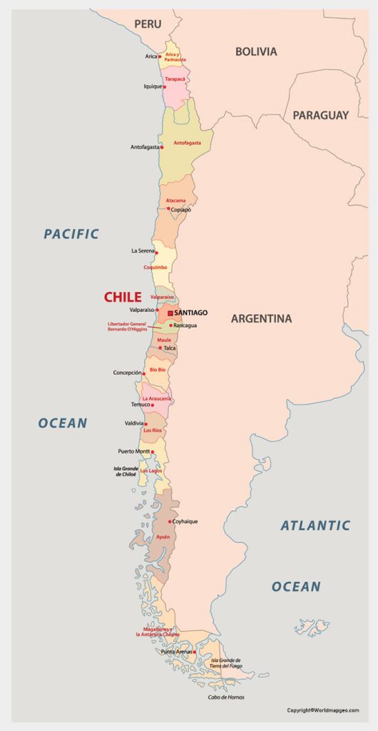 Chile Labeled Map With Capital