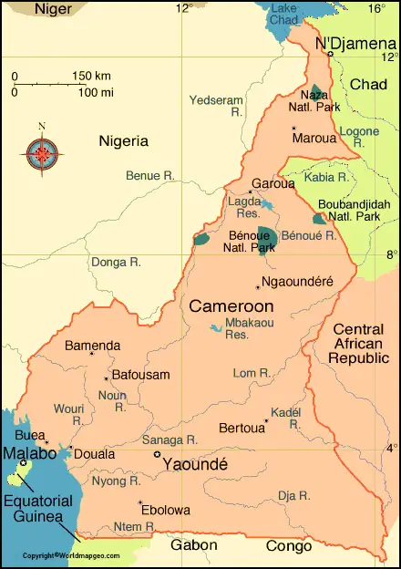 Cameroon Labeled Map With Capital