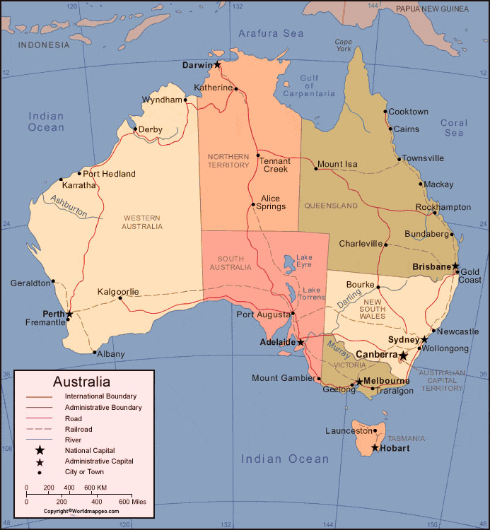  Australia Map with States Labeled