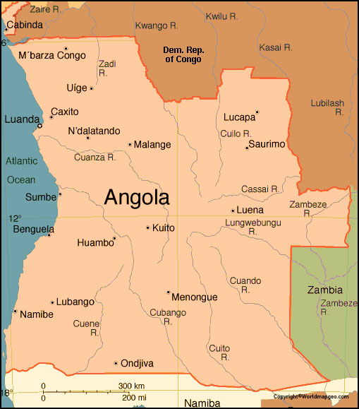 Angola Labeled Map With Capital