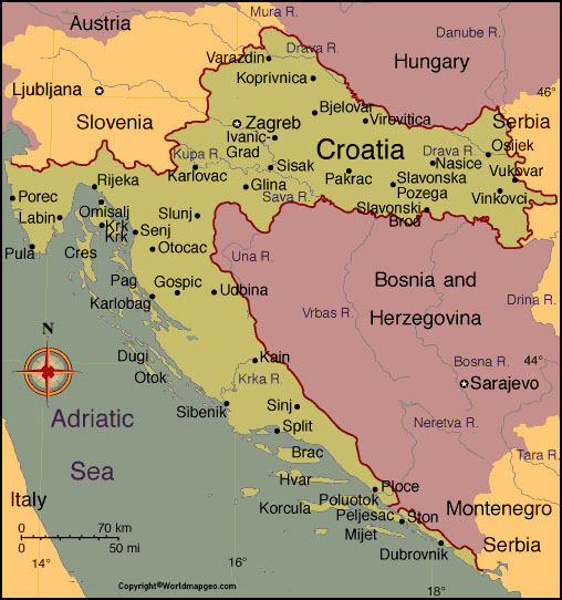 Croatia  Map With States Labeled