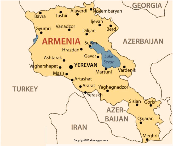  Armenia Map with Cities Labeled