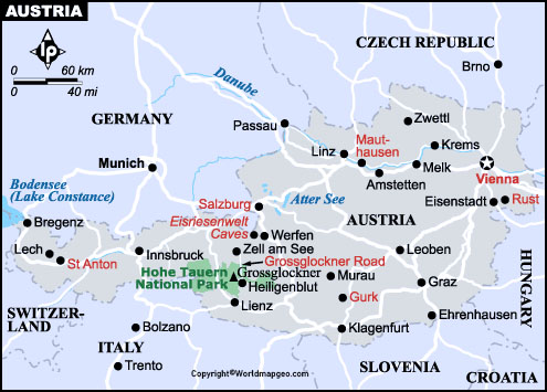  Austria Map with Cities Labeled