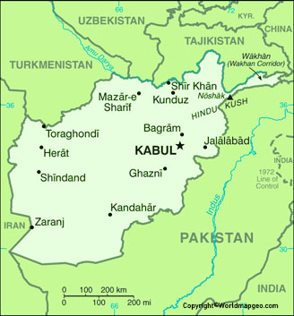 Afghanistan Map With Cities Labeled