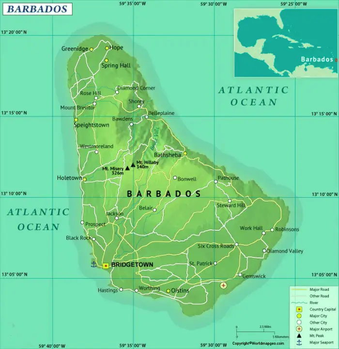 Barbados Map With Cities Labeled