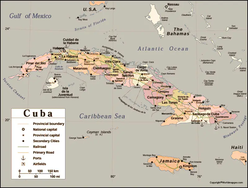 Cuba Map With Cities Labeled