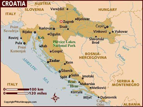 Croatia  Map With Cities Labeled