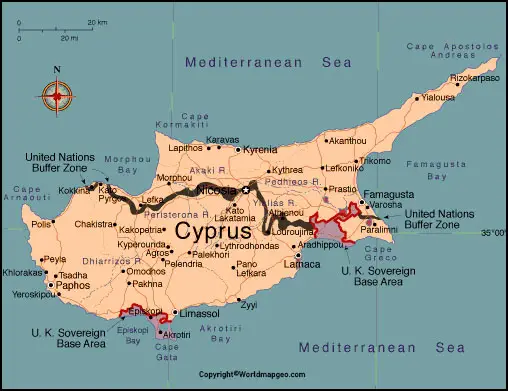 Cyprus Map With Cities Labeled