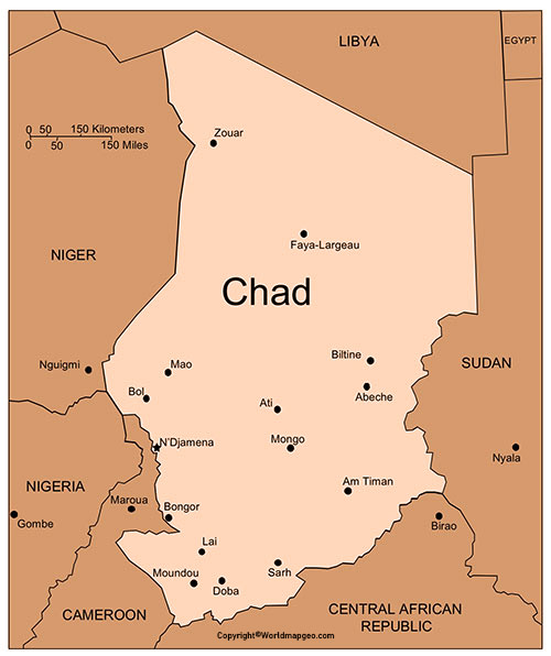 Chad Map With Cities Labeled