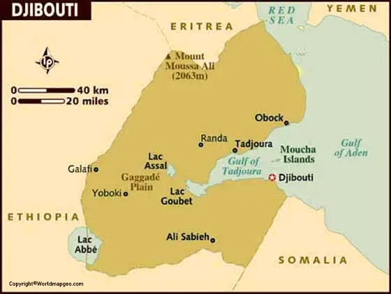Djibouti Map With Cities Labeled