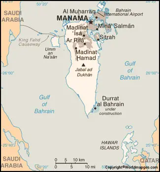 Bahrain Map With Cities Labeled