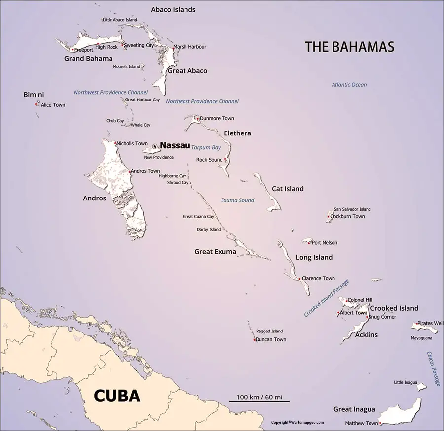 Bahamas Map With Cities Labeled