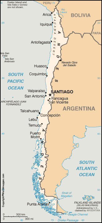 Chile Map With Cities Labeled