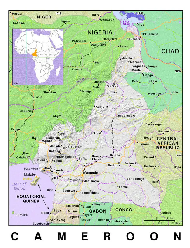 Cameroon Map With Cities Labeled