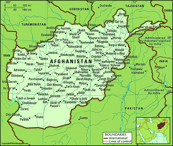 Labeled Afghanistan Map