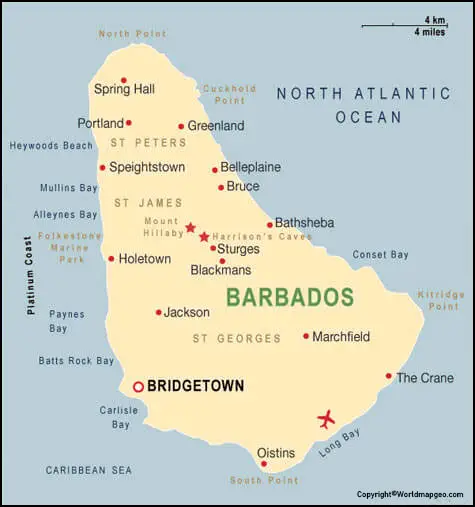 Labeled Barbados Map