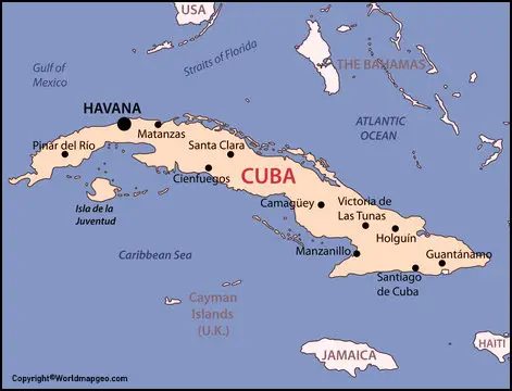 Labeled Cuba Map