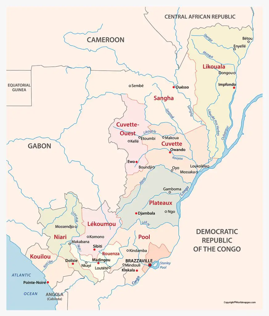 Labeled Congo-Brazzaville Map