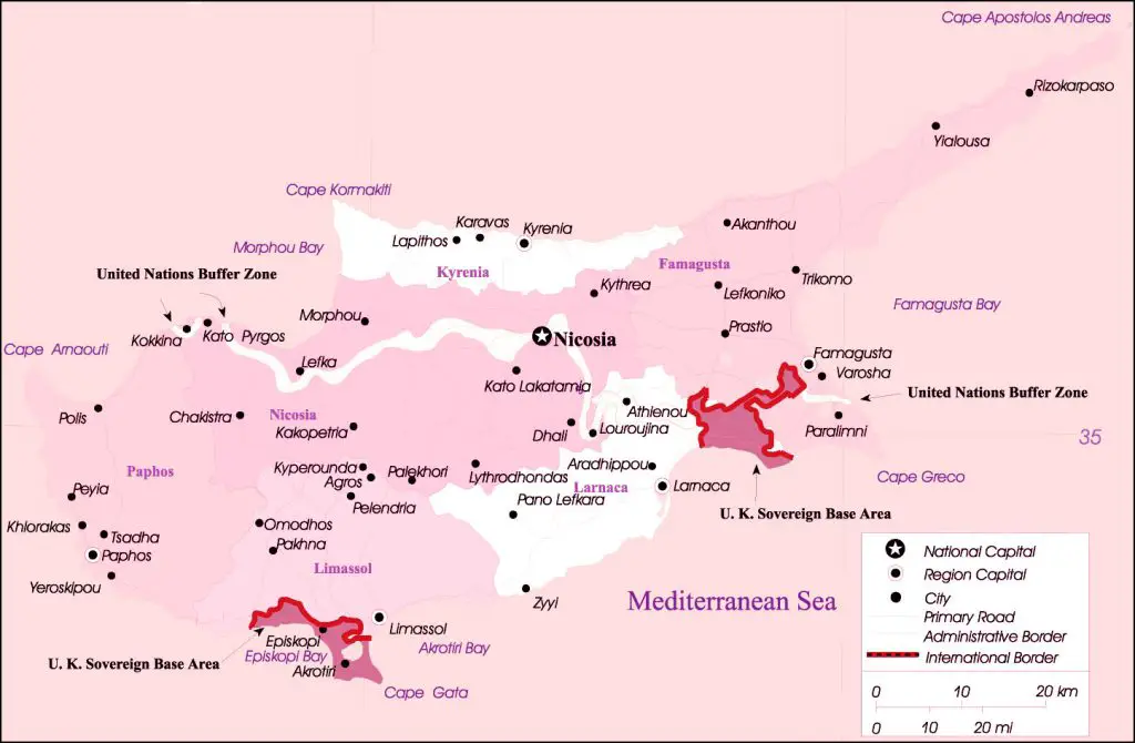 Labeled Cyprus Map