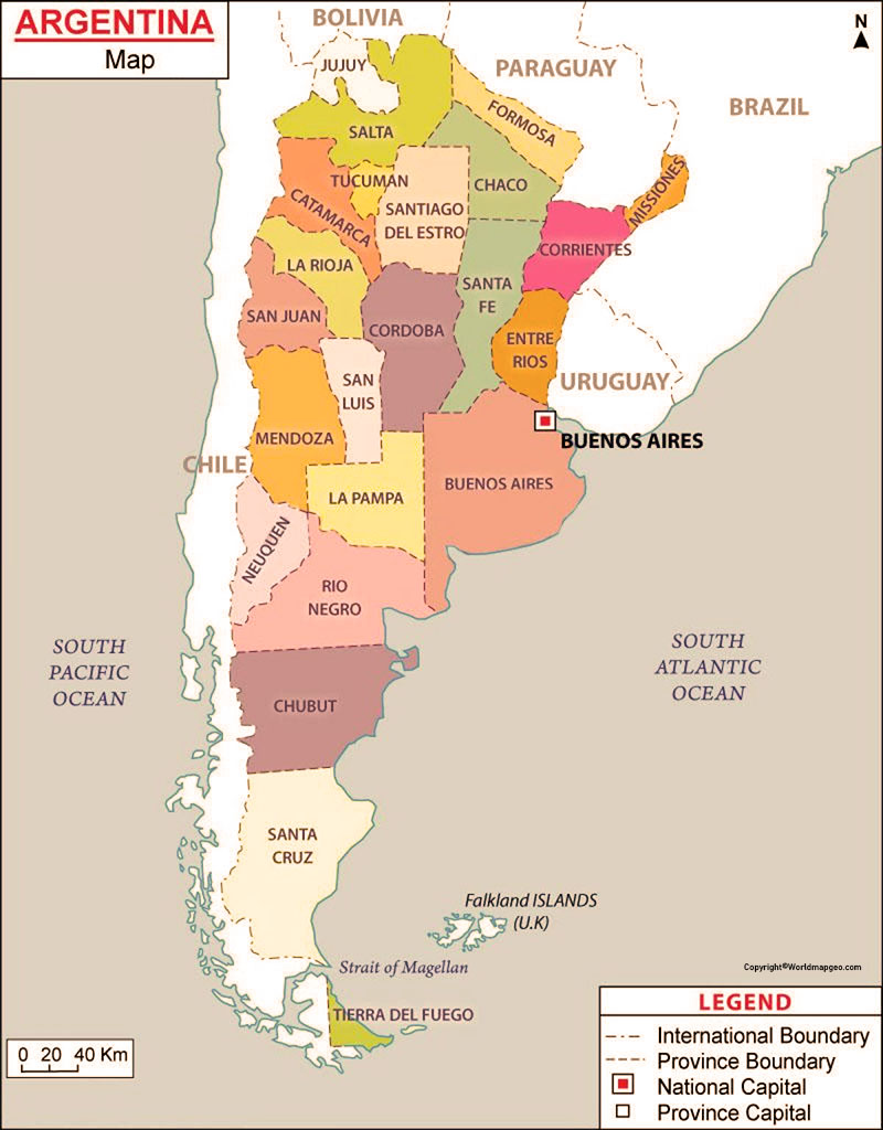 Labeled Argentina Map