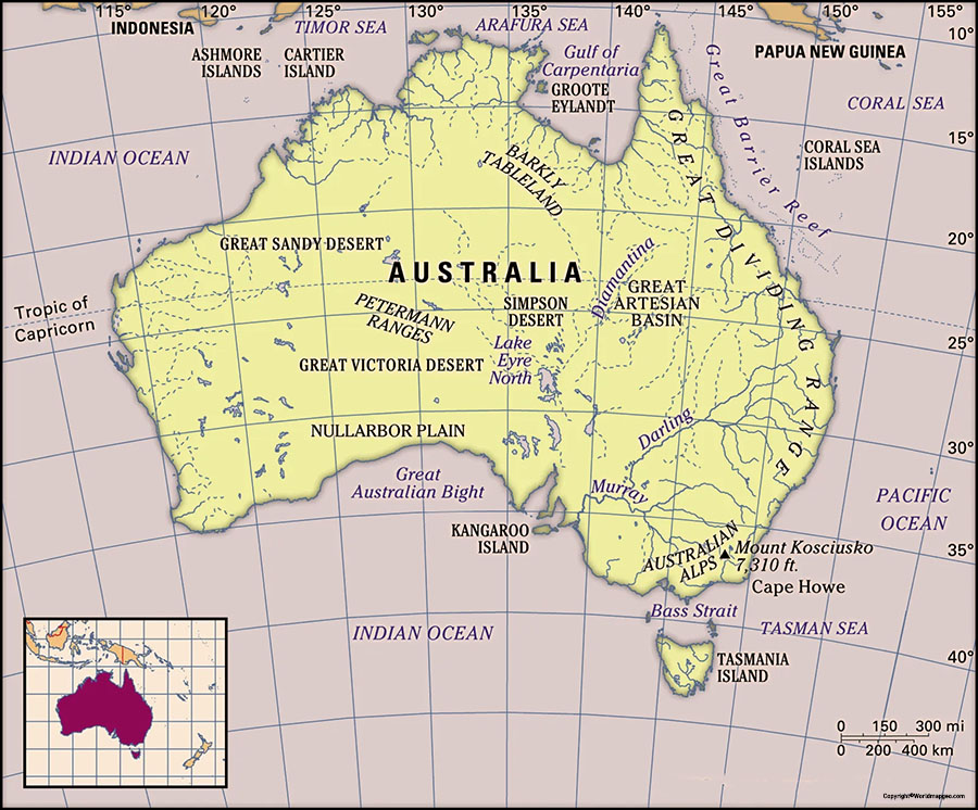 Labeled Australia Map