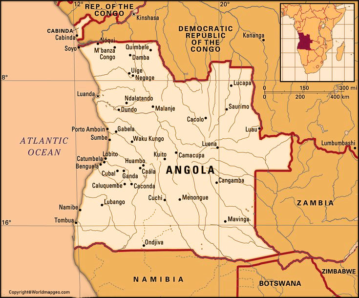 Labeled Angola Map