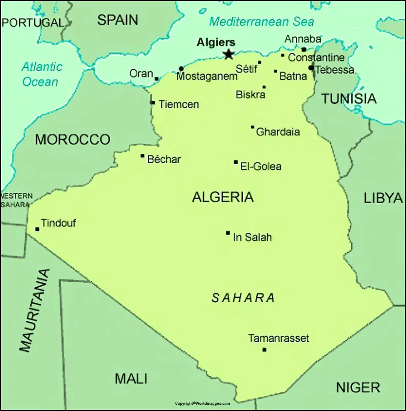 Labeled Algeria Map