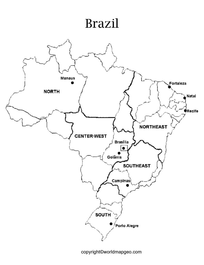 Brazil Map With Cities Labeled